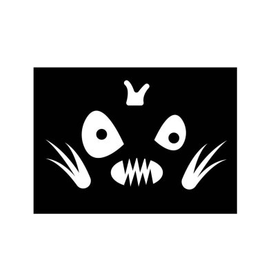 Keskin dişleri, gözleri ve pençeleri olan siyah arkaplan ağzındaki canavar tasarım için cadılar bayramı nesnesi