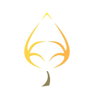 Artistik logo Güz Yaprağı Parlak Turuncu bitki beyaz zemin altın sezonu ve doğa konsepti