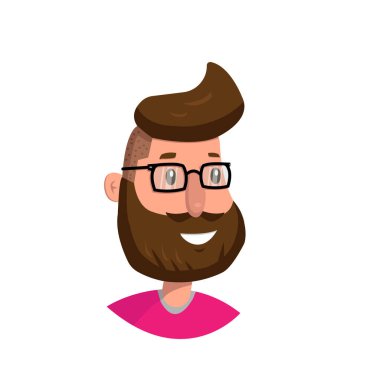 Gözlüklü, sakallı ve bıyıklı moda hippisi.