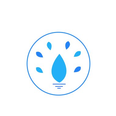 parlak mavi logo düşüşü ve doğal elementler konsepti tasarım için nesne