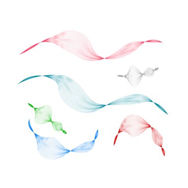 Bir vektör buharından gelen çeşitli dalgalı çizgiler dizayn için beyaz arkaplan nesneleri üzerindeki güzel soyutlamalar