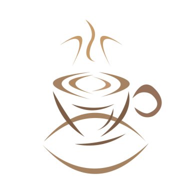 Beyaz arka planda sıcak içecek ve kahvehane kavramına sahip buharlı bir fincan kahve.