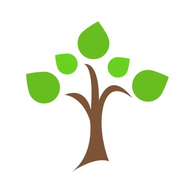 Büyük yeşil yapraklı doğal ağaç logosu. Doğa kavramı ve beyaz arka planda bitki nesnesi.