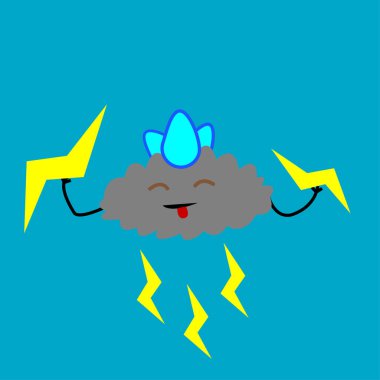 Bir karikatür bulutu ve su damlacıklarından oluşan bir taç onlara komik bir hava konsepti sunuyor.