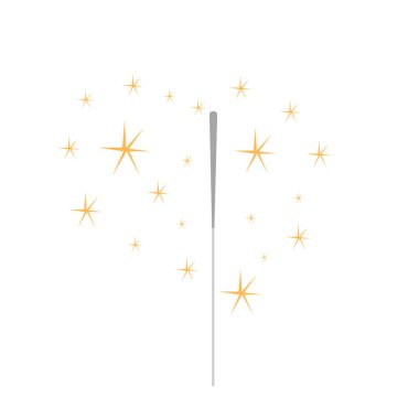 Maytap ve parlak kıvılcımlar konsepti ve beyaz arkaplanda yeni yıl nesnesi