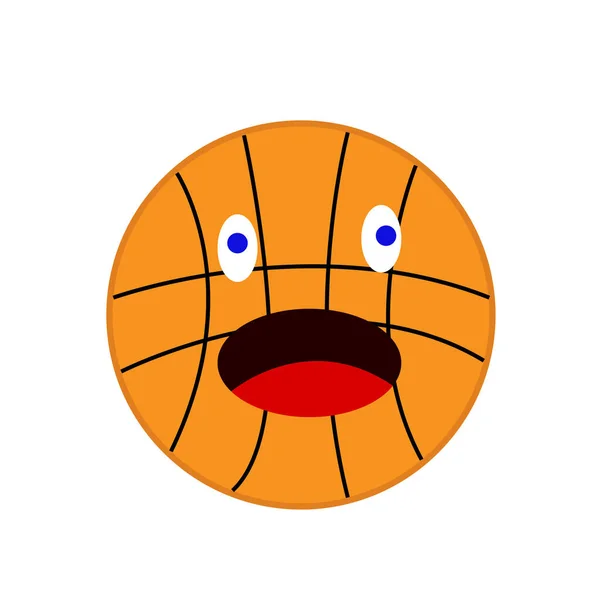 Mignon Balle Basket Orange Effrayée Avec Des Yeux Bleus Des — Image vectorielle