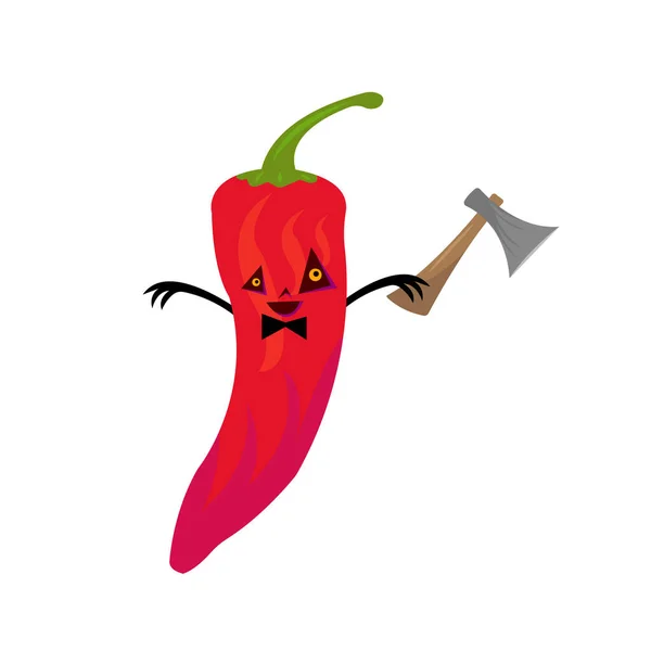 Personaje Dibujos Animados Chile Rojo Monstruo Para Halloween Con Los — Vector de stock