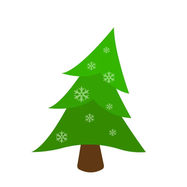 Abete Rosso Inclinato Con Modelli Fiocchi Neve Simbolo Vacanze Invernali — Vettoriale Stock