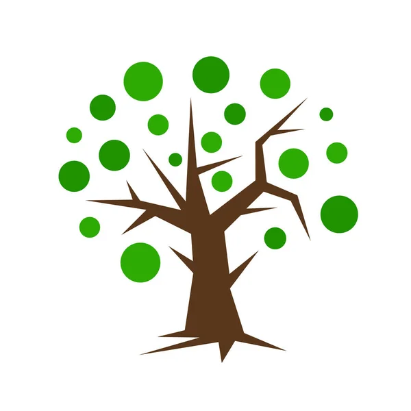 Baum Mit Spitzen Ästen Zweige Und Wurzeln Natürliches Logo Für — Stockvektor