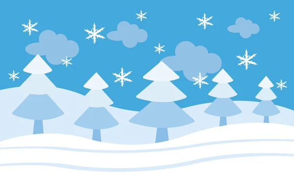 Grands Arbres Noël Poussent Sous Ciel Bleu Avec Des Nuages — Image vectorielle