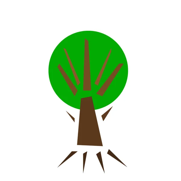 Arbre Été Avec Couronne Verte Logo Pour Conception Sur Fond — Image vectorielle