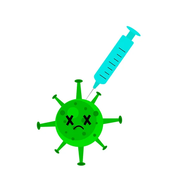Syringe Injected Virus Medicine Victory Disease Concept Object White Background — Stock Vector