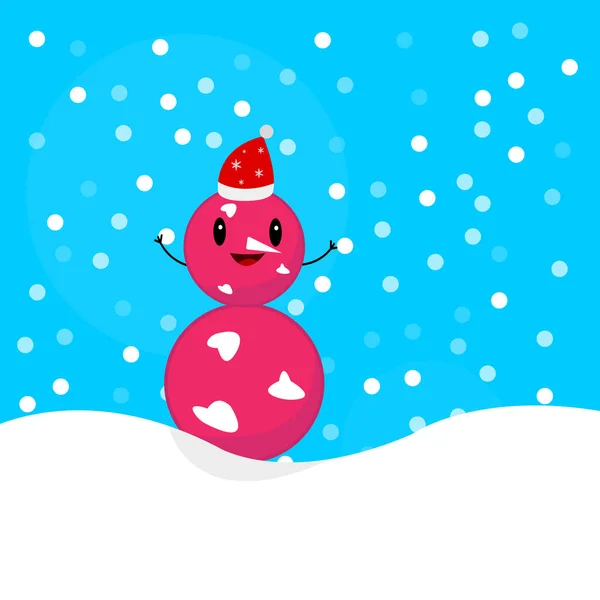 Muñeco Nieve Hecho Trozos Cortados Personaje Dibujos Animados Salchicha Sonriendo — Vector de stock