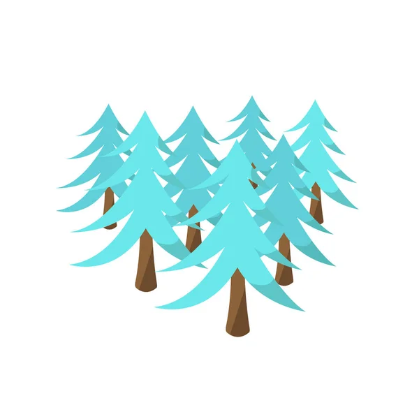 Forêt Avec Sapins Bleus Sur Fond Blanc Hiver Concept Objets — Image vectorielle