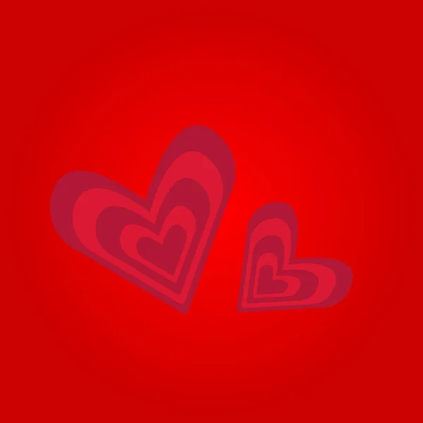 Herzen Auf Rotem Hintergrund Als Begriff Für Romantik Und Valentinstag — Stockvektor