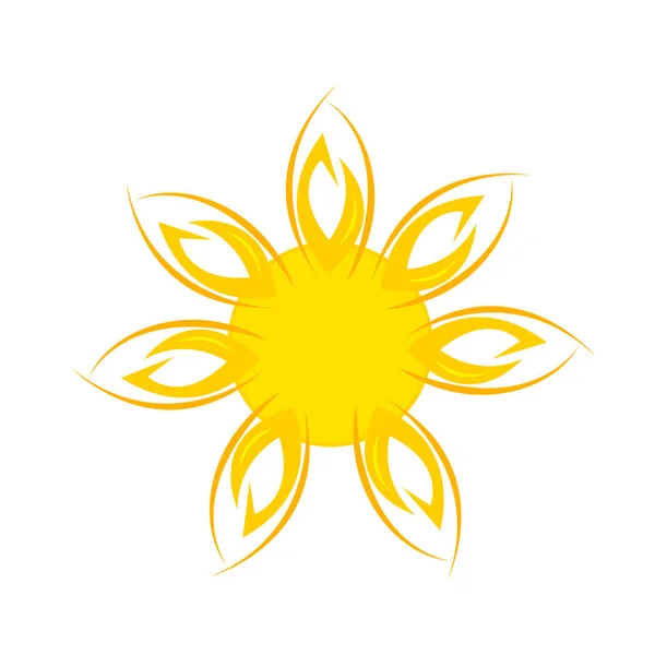 Güneş Işınları Çiçek Yaprakları Gibi Olan Doğal Logo Beyaz Arkaplan — Stok Vektör