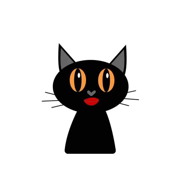 黒猫で明るい赤い唇に白い背景の漫画のキャラクターのためのデザイン人気のペット — ストックベクタ