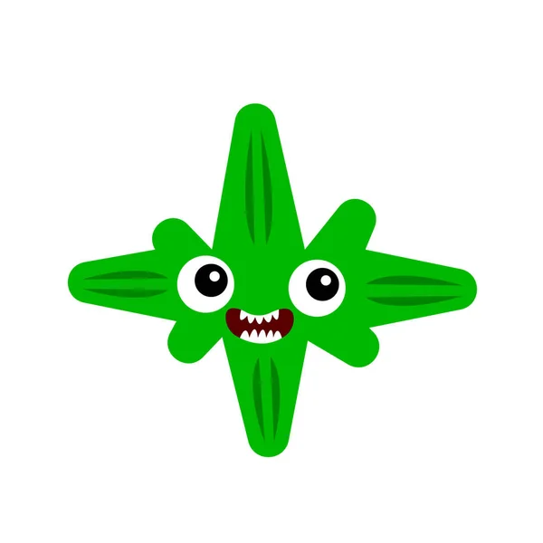 Monstruo Verde Forma Personaje Dibujos Animados Divertido Estrella Concepto Fondo — Vector de stock