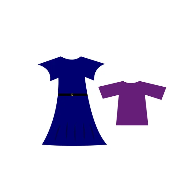 Female Blue Dress Black Belt Purple Shirt Concept Clothes Fashion — Stock Vector