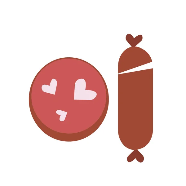 Bâton Saucisse Pièce Coupe Ronde Avec Saindoux Forme Logo Coeur — Image vectorielle