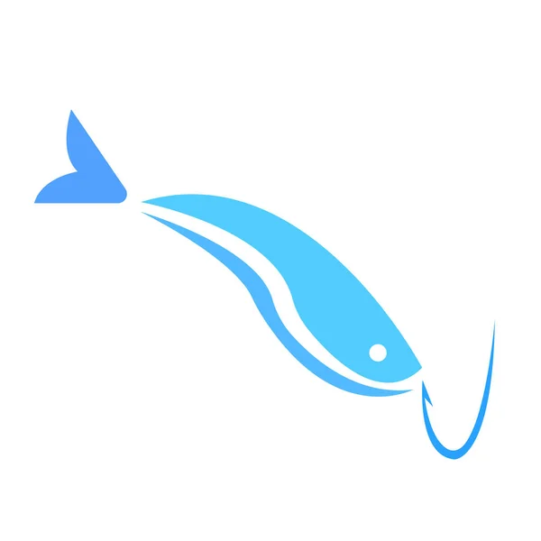Blaues Logo Fische Und Scharfe Haken Konzept Der Fischerei Und — Stockvektor