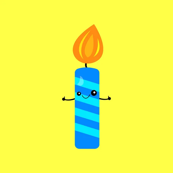 Blau Brennende Kerze Cartoon Figur Niedlich Lächelnd Und Daumen Hoch — Stockvektor