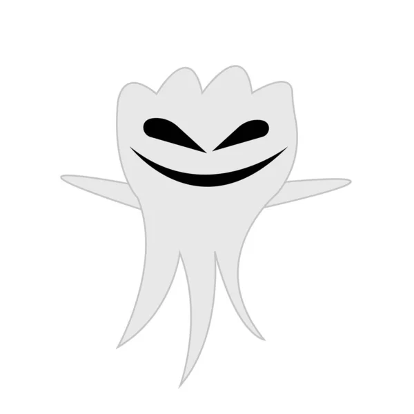 Fantasma Gris Divertido Con Una Amplia Sonrisa Oscura Ojos Objeto — Vector de stock