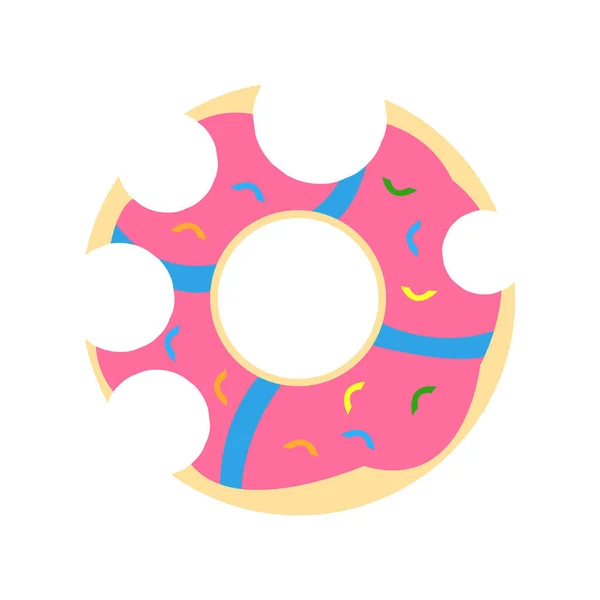 Donut Mordido Com Objeto Creme Rosa Fundo Branco Conceito Logotipo — Vetor de Stock
