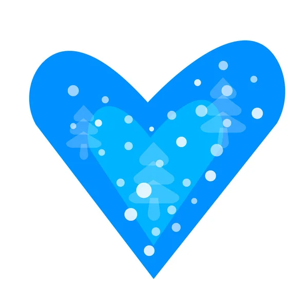 Corazón Azul Con Caída Nieve Árboles Navidad Concepto Invierno Estación — Vector de stock