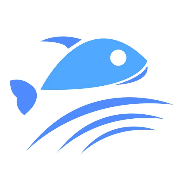 Fisch Und Wasseroberfläche Logo Für Design Konzept Von Meeresfrüchten Und — Stockvektor