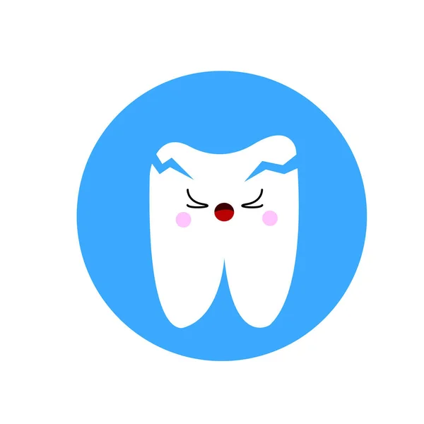Human Tooth Cracks Crying Pain Cartoon Character Design Concept Health — Stock Vector