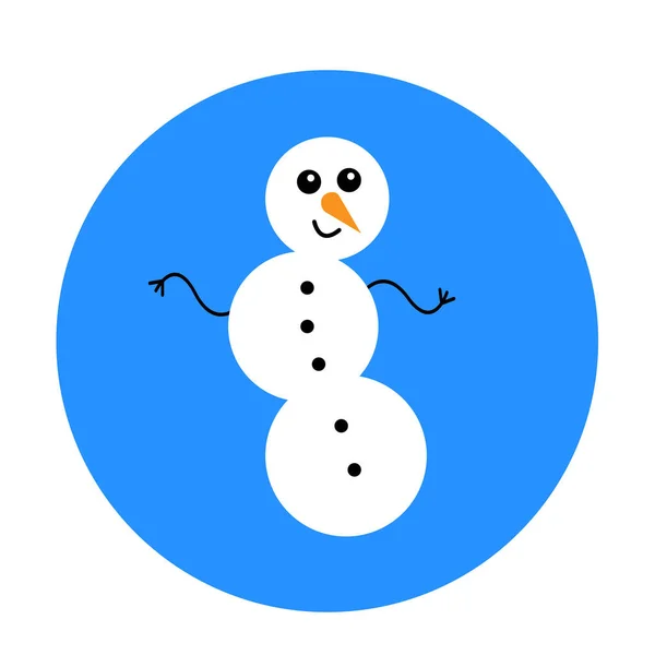 Tanzender Schneemann Auf Blauem Rundem Hintergrund Lustige Cartoon Figur Mit — Stockvektor