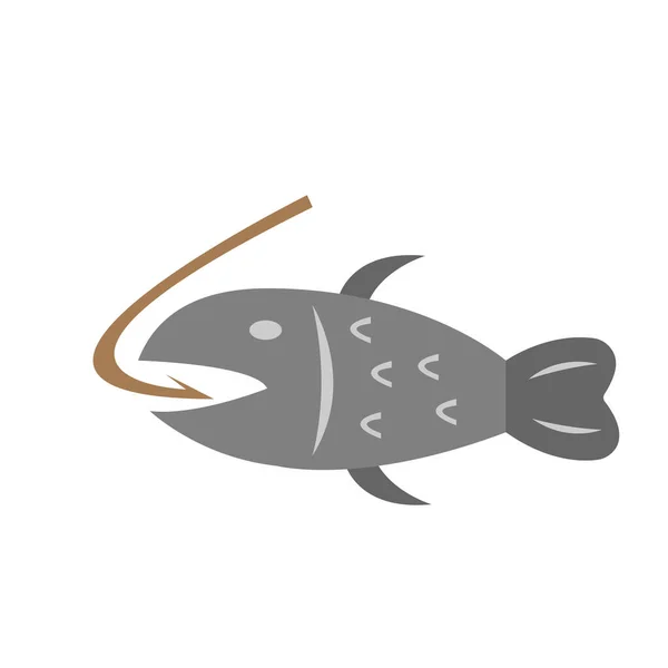 Peixe Engole Logotipo Pesca Gancho Para Hobby Design Conceito Esporte — Vetor de Stock