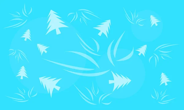 Замороженные Узоры Виде Ели Ярко Голубых Обоях Дизайна Зимней Концепции — стоковый вектор