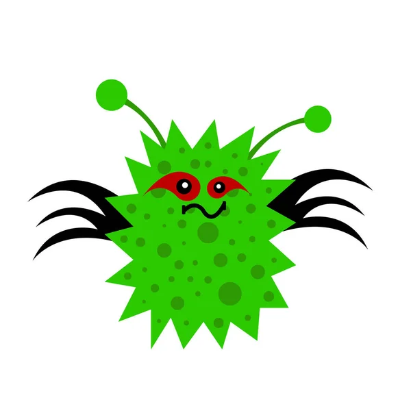 Grappig Groen Monster Met Rode Ogen Ronde Patronen Mystiek Concept — Stockvector