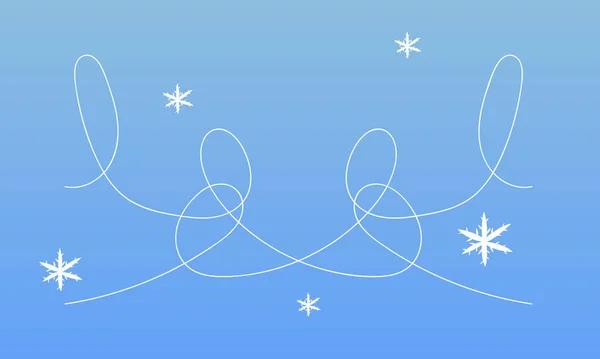Белые Снежинки Рисунок Тонких Линий Синем Фоне Зимние Обои Дизайна — стоковый вектор