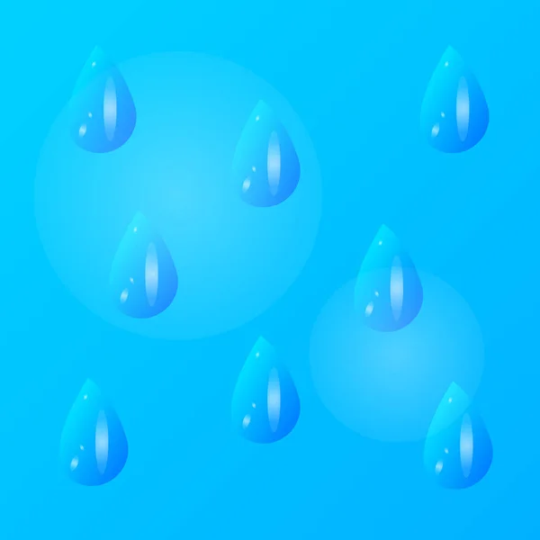 Wassertropfen Mit Leuchtenden Mustern Auf Blauem Hintergrund — Stockvektor