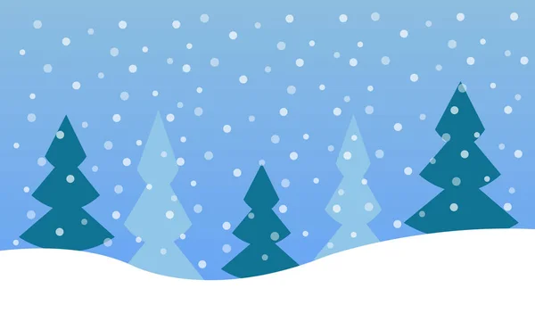 Arbres Noël Sous Neige Tombante Sur Fond Papier Peint Bleu — Image vectorielle