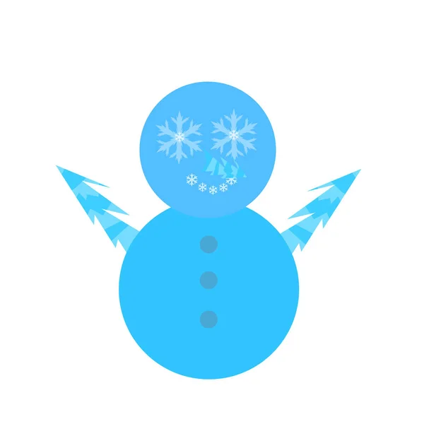 Μπλε Χιονάνθρωπος Μάτια Σχήμα Νιφάδων Χιονιού Και Παγοκρύσταλλο Μύτη Την — Διανυσματικό Αρχείο
