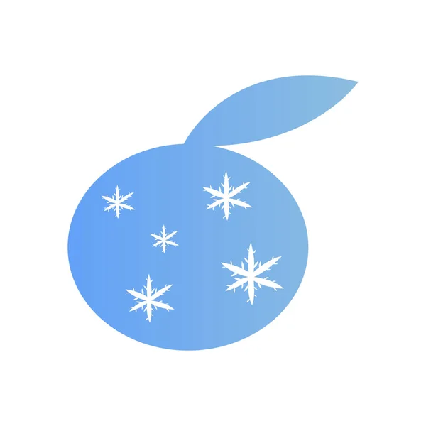 Синя Ікона Мандарина Білими Візерунками Сніжинки Концепція Зимового Холодного Сезону — стоковий вектор