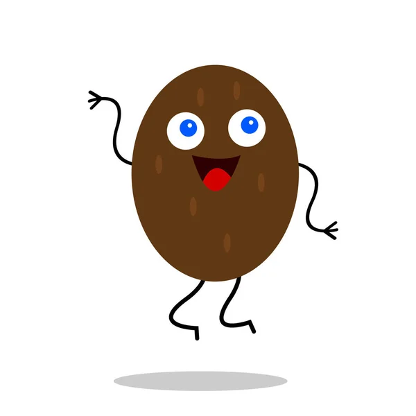 Dancing Potato Blue Eyes Wavy Hand Movements Cartoon Character White — Stock Vector