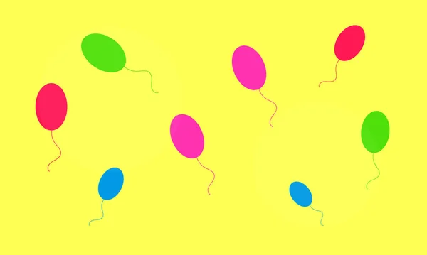 Helle Bunte Luftballons Auf Gelbem Hintergrund Urlaubskonzepttapete Für Design — Stockvektor