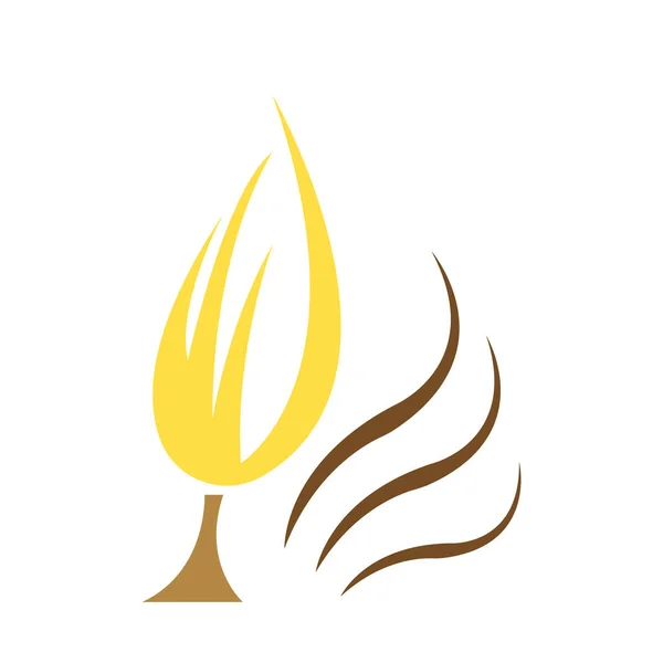 Желтый Осенний Лист Волнистые Ветви Деревьев Логотип Дизайна Белом Фоне — стоковый вектор