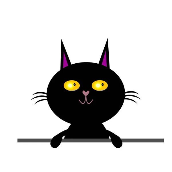 Retrato Gato Negro Con Una Nariz Forma Corazón Con Una — Vector de stock