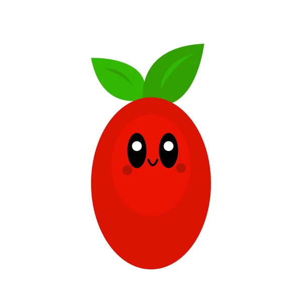 红番茄 甜甜的微笑健康食品和蔬菜的概念 白色背景的物体 — 图库矢量图片