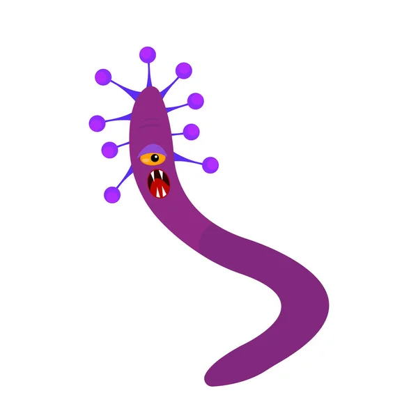 Verme Micróbio Com Presas Afiadas Boca Aberta Olho Laranja Brilhante —  Vetores de Stock