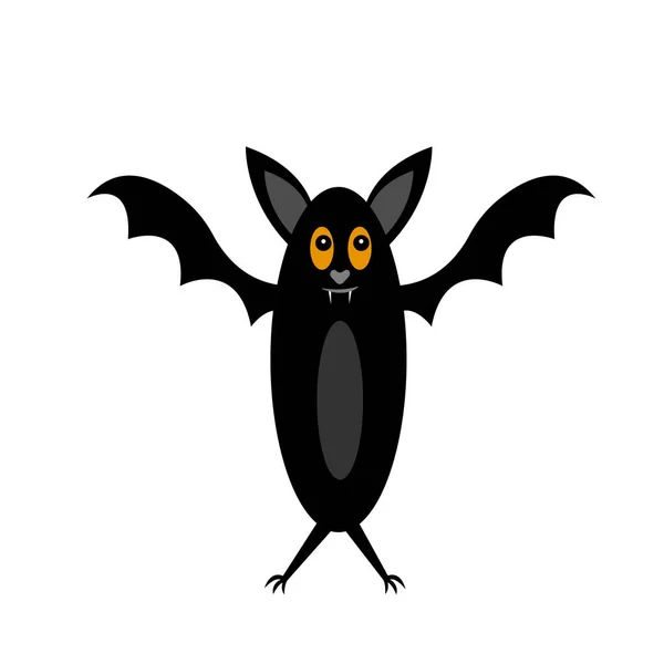 Murciélago Negro Con Ojos Anaranjados Una Linda Sonrisa Animal Personaje — Archivo Imágenes Vectoriales