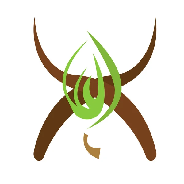 Logo Grünes Blatt Und Miteinander Verflochtene Äste Objekt Auf Weißem — Stockvektor