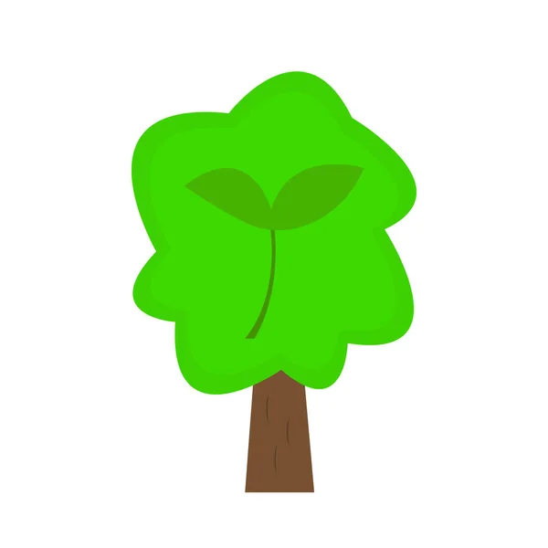 Árbol Con Verde Superior Brote Patrón Jardinería Naturaleza Concepto Objeto — Vector de stock