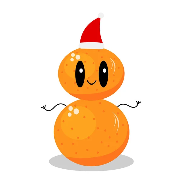 Tangerines Forme Bonhomme Neige Portant Chapeau Père Noël Personnage Dessin — Image vectorielle